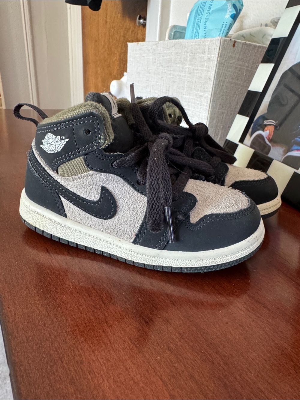 Nike Kids Black and Cream High-Top Sneakers